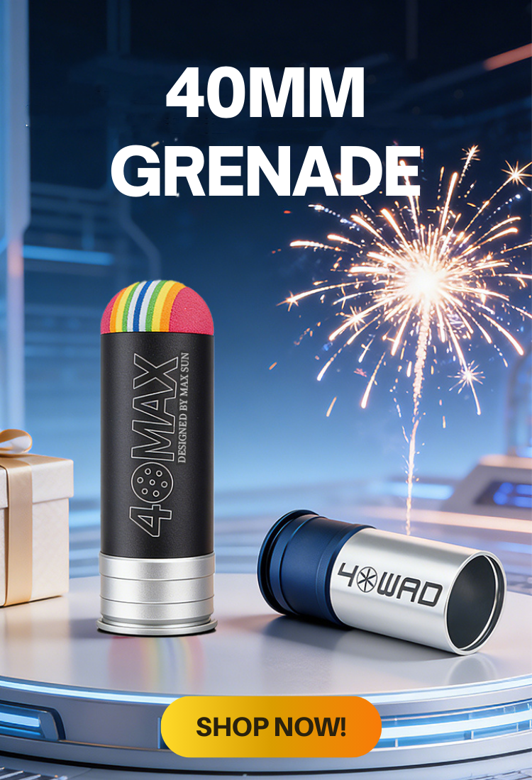 40MAXエアソフトギア – 40mmグレネードシェル、ランチャー