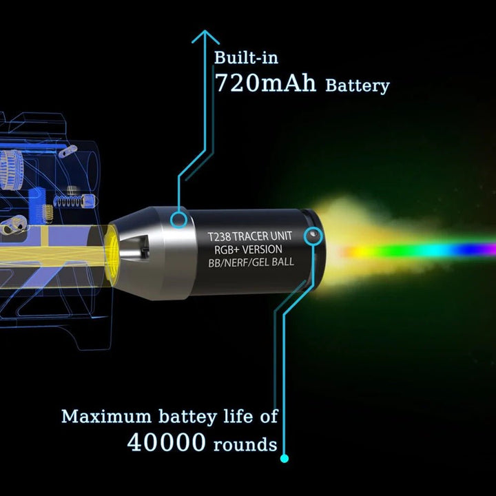 T238 Spitfire Tracer Unit RGB+ Version for Nerf Darts/Gel Ball Blaster /Airsoft - 40MAX - Find your missing piece here